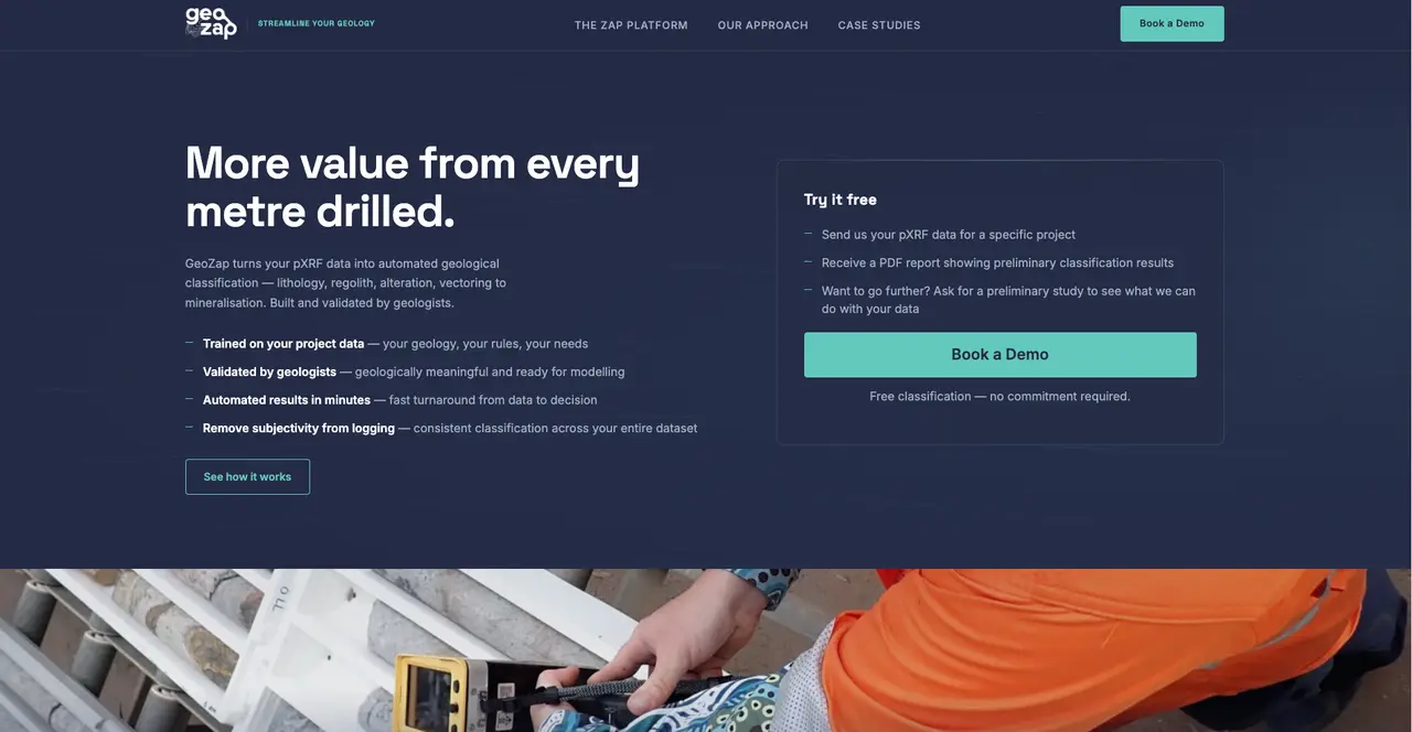 GeoZap custom website for a Perth mining software company